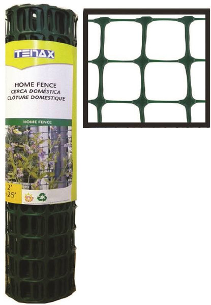 TENAX 2A140089 Home Fence, 25 ft L, 2 x 2 in Mesh, Plastic, Green