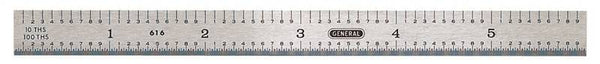 GENERAL 616 Precision Measuring Ruler with Graduations, SAE Graduation, Stainless Steel, 15/32 in W
