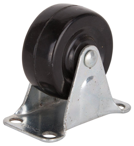 ProSource JC-H01 Rigid Caster, 2 in Dia Wheel, 7/8 in W Wheel, Rubber Wheel, Black, 125 lb, Steel Housing Material