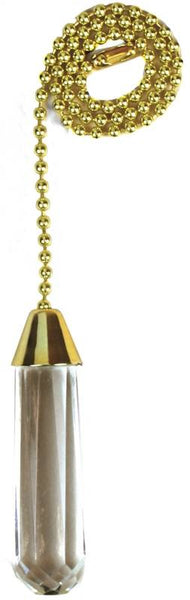 Jandorf 60316 Acrylic Cylinder Pull Chain, 12 in L Chain, Solid Brass