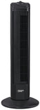 PowerZone TF-28B Oscillating Fan Tower, 120 V, 0.45 A, 90 deg Sweep, 28 in Dia Blade, Plastic Blade, Black