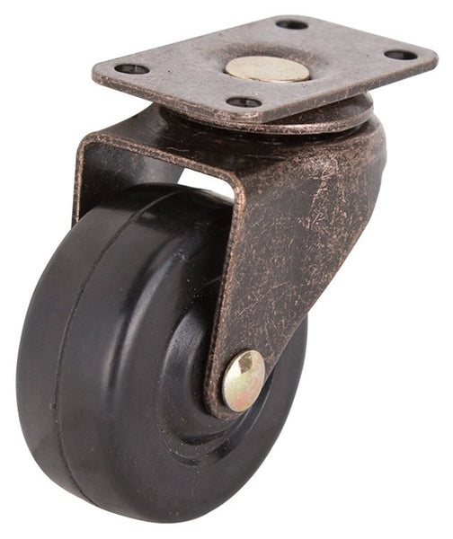 ProSource JC-D06-PS Swivel Caster, 2 in Dia Wheel, 3/4 in W Wheel, Rubber Wheel, Black, 90 lb, Steel Housing Material