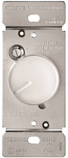 Eaton Wiring Devices RFS5-W-K Rotary Control Switch, 5 A, 120 V, Rotary Actuator, Polycarbonate, White