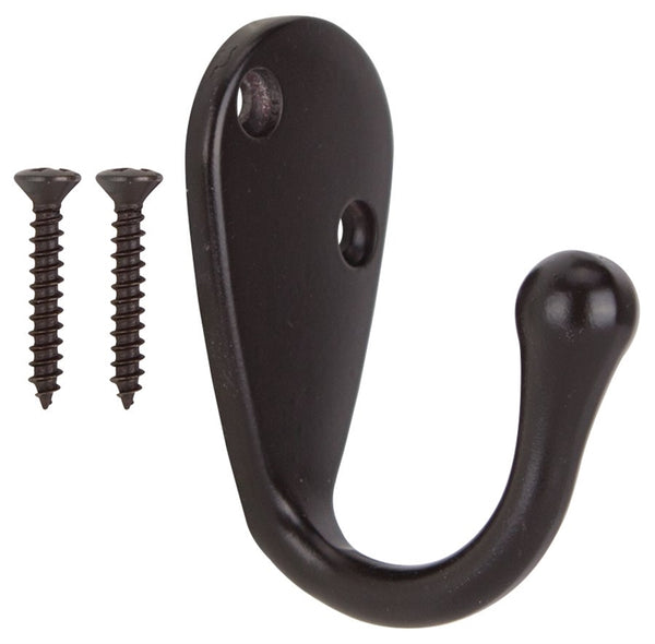 ProSource H63ORB-PS Coat and Hat Hook, 22 lb, 1-Hook, 1-1/8 in Opening, Zinc, Oil-Rubbed Bronze