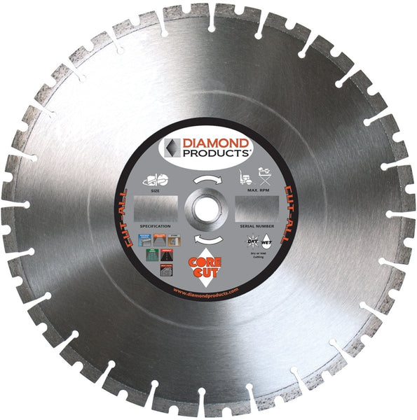 DIAMOND PRODUCTS 86709 Circular Saw Blade, 18 in Dia, 1 in Arbor, 32-Teeth, Diamond Cutting Edge