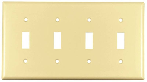 Eaton Wiring Devices 2154V-BOX Wallplate, 4-1/2 in L, 8.19 in W, 4 -Gang, Thermoset, Ivory, High-Gloss