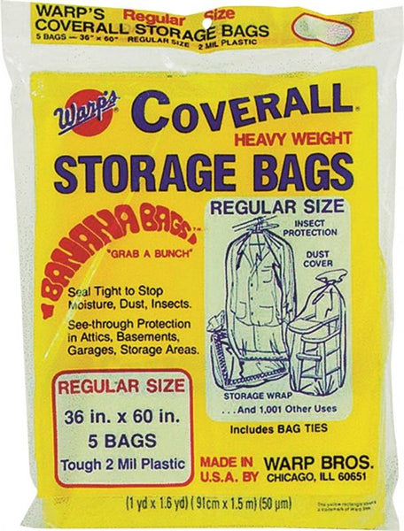 Wrap's Banana Bags CB-36 Storage Bag, R, Plastic, Yellow, 36 in L, 60 in W, 2 mil Thick