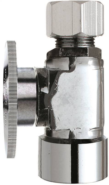 Plumb Pak PP53-1PCLF Shut-Off Valve, 1/2 x 1/2 in Connection, FIP x Compression, Brass Body