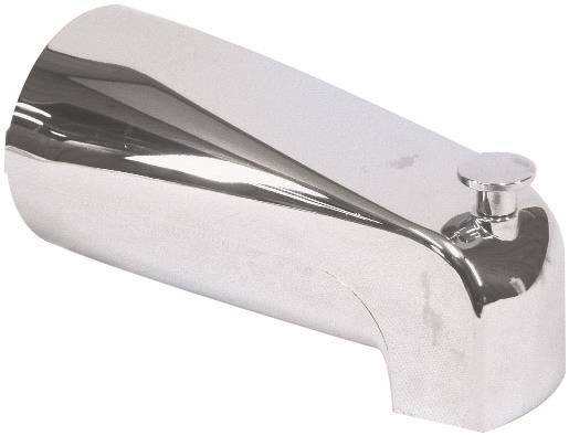 US Hardware P-522C Bathtub Spout with Diverter, 1/2 in Connection, NPT, Plastic, Chrome Plated