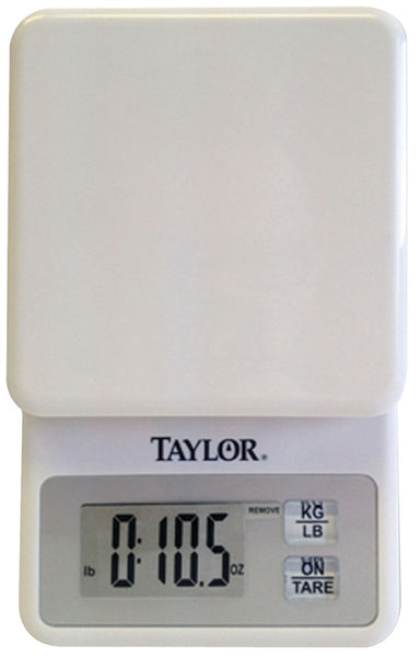 Taylor 3817 Kitchen Scale, 11 lb Capacity, LCD Display, White, g, lb, oz