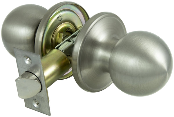 ProSource T3P30V-PS Door Knob, Knob Handle, Metal, Satin Nickel, 2-3/8 to 2-3/4 in Backset, 1-3/8 to 1-3/4 in Thick Door