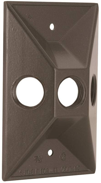 BELL 5189 5189-7 Weatherproof Cluster Cover, 2.844 in W, Rectangular, 1 -Gang, Aluminum, Bronze, Powder-Coated