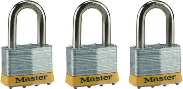 Master Lock 5TRILFPF Padlock, Keyed Alike Key, 3/8 in Dia Shackle, 1-1/2 in H Shackle, Boron Alloy Shackle, Steel Body