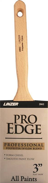 Linzer 2862-3 Paint Brush, 3 in W, 3-1/4 in L Bristle, Nylon/Polyester Bristle, Flat Sash Handle