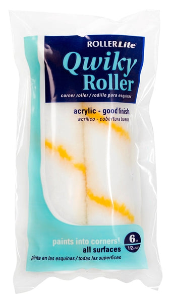 RollerLite Qwiky Roller 6CR050QD Mini Roller Cover Refill, 1/2 in Thick Nap, 6 in L, Acrylic Cover, White
