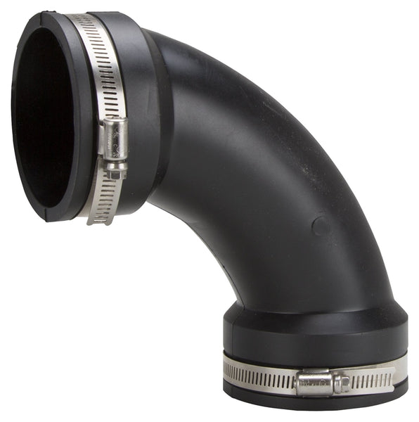 ProSource QL-300 Qwik Pipe Elbow, 3 in, 90 deg Angle, PVC, Black