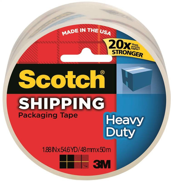 Scotch 3850 Packaging Tape, 54.6 yd L, 1.88 in W, Polypropylene Backing, Clear