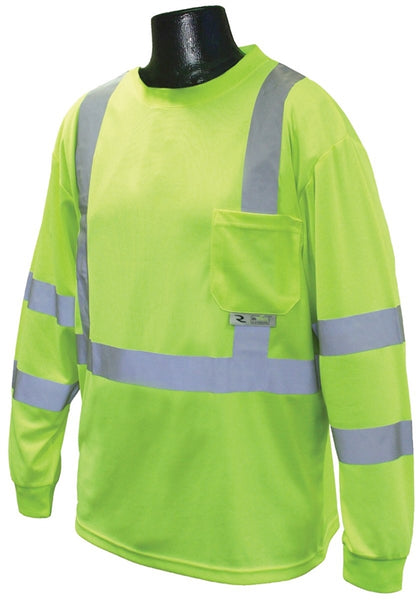 RADWEAR ST21-3PGS-L Safety T-Shirt, L, Polyester, Green, Long Sleeve, Pullover Closure