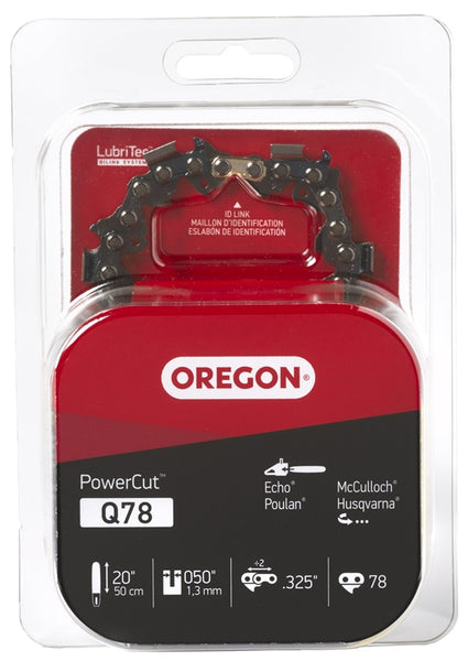 Oregon PowerCut Q78 Chainsaw Chain, 20 in L Bar, 0.05 Gauge, 0.325 in TPI/Pitch, 78-Link