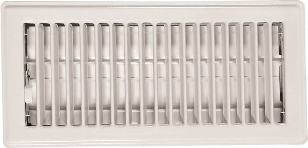 Imperial RG3296 Standard Floor Register, 7-3/4 in W Duct Opening, 3-3/4 in H Duct Opening, Steel, White