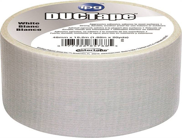 IPG 6720WHT Duct Tape, 20 yd L, 1.88 in W, Polyethylene-Coated Cloth Backing, White