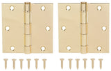 ProSource BH-202PB-PS Square Corner Door Hinge, Steel, Brass, Loose Pin, 180 deg Range of Motion, Screw Mount Mounting