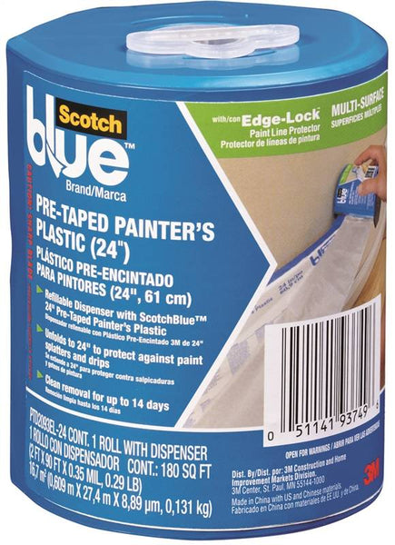 ScotchBlue PTD2093EL-24-S Painter's Tape with Dispenser, 30 yd L, 24 in W, Blue