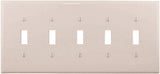 Eaton Wiring Devices PJ5W Wallplate, 10-1/2 in L, 4.88 in W, 5 -Gang, Polycarbonate, White, High-Gloss