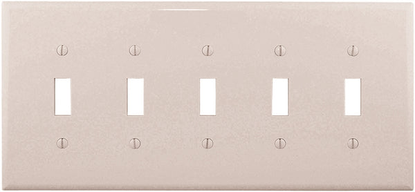 Eaton Wiring Devices PJ5W Wallplate, 10-1/2 in L, 4.88 in W, 5 -Gang, Polycarbonate, White, High-Gloss