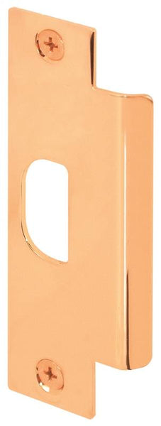 Defender Security U 9428 Door Strike Plate, 4-7/8 in L, 1-1/4 in W, Steel, Brass