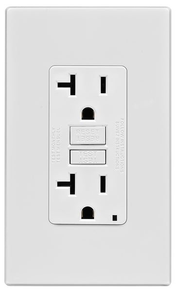 Leviton C32-GFNT2-0PW GFCI Duplex Receptacle, 2 -Pole, 20 A, 125 V, Back, Side Wiring, NEMA: 5-20R, White