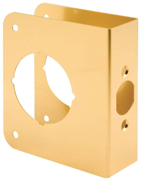 Prime-Line U 9555 Lock and Door Reinforcer, 2-3/8 in Backset, 1-3/8 in Thick Door, Brass, Brass, 4-1/2 in H, 3-7/8 in W