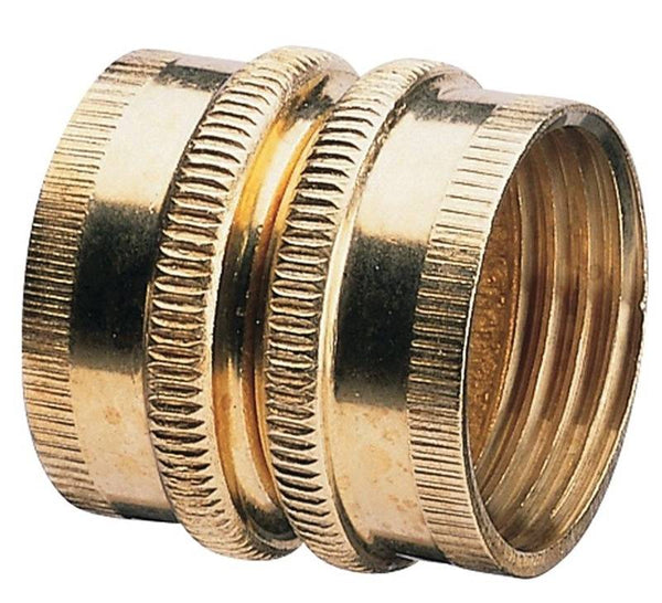 Gilmour 807734-1001 Hose Adapter, 3/4 x 3/4 in, FNH x FNH, Brass, For: Garden Hose
