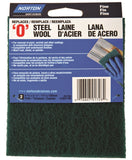 NORTON 01728 Steel Wool, 4-3/8 in L, 5-1/2 in W, #0 Grit, Fine, Green