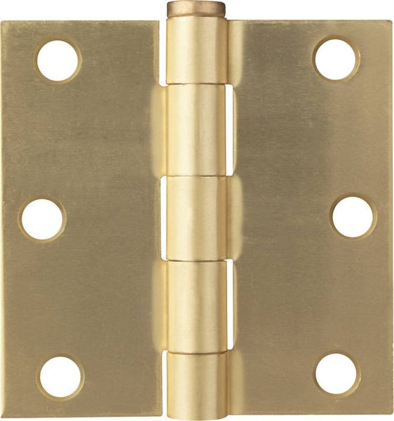 ProSource BH-BS03-PS Square Corner Door Hinge, Steel, Satin Brass, Loose Pin, 180 deg Range of Motion