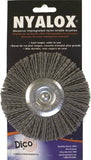 Dico 541-772-4 Mounted Wheel Brush, 4 in Dia, 1/4 in Arbor/Shank, Nylon Bristle