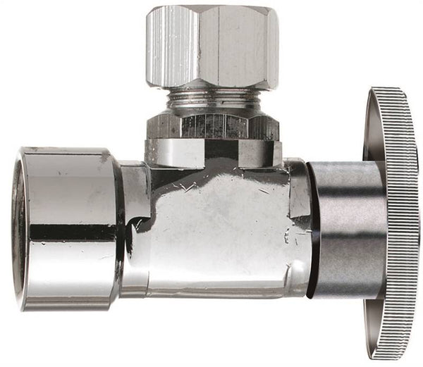 Plumb Pak PP20051LF Shut-Off Valve, 1/2 x 3/8 in Connection, FIP x Compression, Brass Body