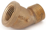 Anderson Metals 738124-08 Street Pipe Elbow, 1/2 in, FIP x MIP, 45 deg Angle, Brass, Rough, 200 psi Pressure