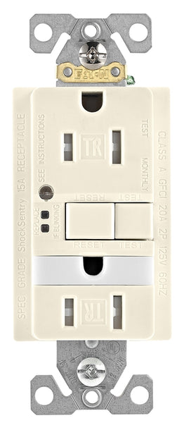 Eaton Wiring Devices TRSGFNL15LA GFCI and Nightlight, 2 -Pole, 15 A, 125 V, Back, Side Wiring, NEMA: 5-15R