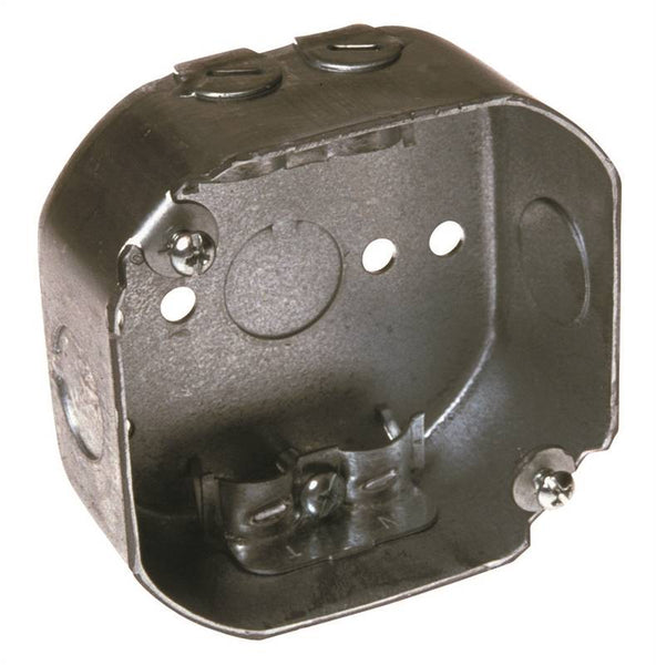 RACO 146 Octagonal Box, 4 in OAW, 1-1/2 in OAD, 4 in OAH, 1 -Gang, 3 -Knockout, Galvanized Steel Housing Material