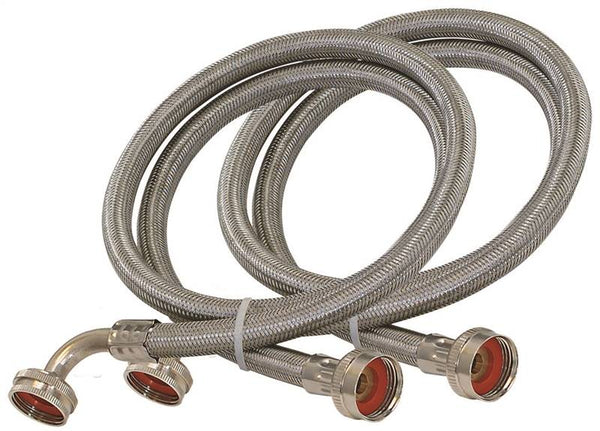 EASTMAN 48378 Washing Machine Discharge Hose, 3/4 in ID, 6 ft L, FHT x FHT, Stainless Steel