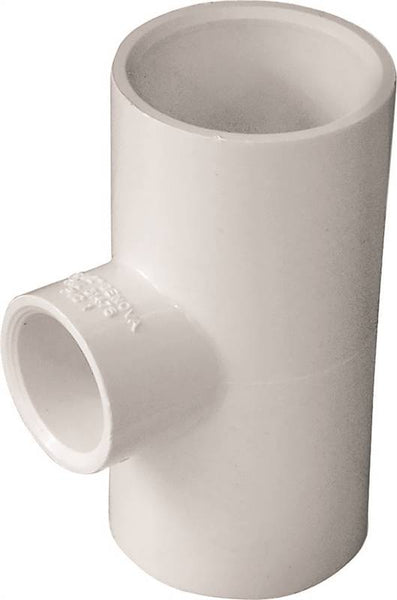 LASCO 401130BC Reducing Pipe Tee, 1 x 1/2 in, Slip, PVC, White, SCH 40 Schedule, 450 psi Pressure