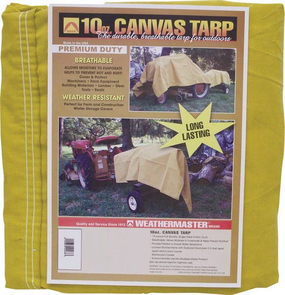 DIZE Weathermaster CA1012D Tarpaulin, 12 ft L, 10 ft W, Canvas, Tan