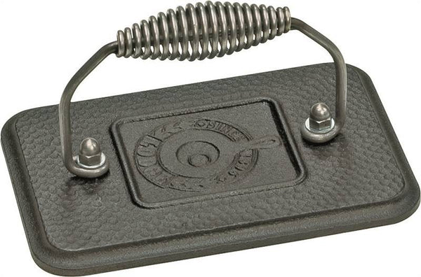 Lodge LGP3 Grill Press, 6-3/4 in L, 4-1/2 in W, Rectangular, Iron, Cool Grip Handle