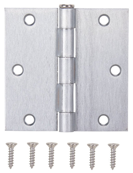 ProSource 20338SCX Square Corner Door Hinge, Steel, Satin Chrome, Loose Pin, 180 deg Range of Motion