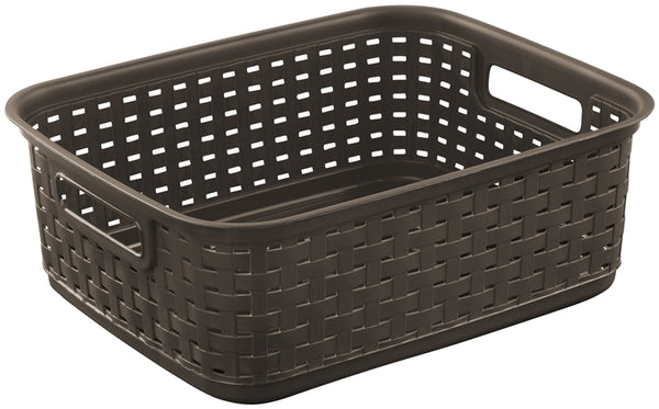 Sterilite 12726P06 Short Weave Basket, 1.3 cu-ft Capacity, Plastic, Espresso, Rectangle