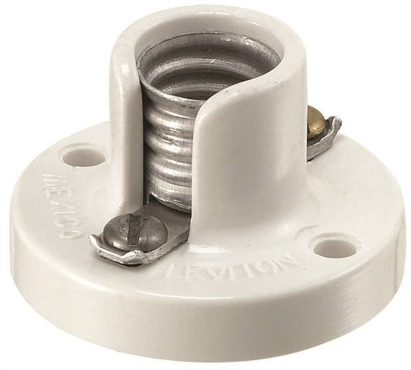 Leviton 10028 Lamp Holder, 125 V, 75 W, Phenolic Housing Material, White