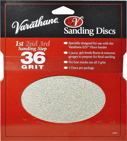 VARATHANE 203930 Sanding Disc, 7 in Dia, 36 Grit, Coarse