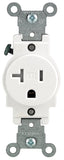 Leviton R52-T5020-0WS Tamper-Resistant Single Outlet, 2 -Pole, 125 V, 20 A, Back and Side Wiring, NEMA: NEMA 5