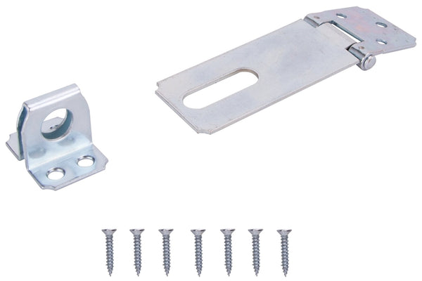 ProSource LR-121-BC3L-PS Safety Hasp, 3-1/2 in L, 3-1/2 in W, Steel, Zinc, 7/16 in Dia Shackle, Fixed Staple